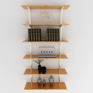 Twin Slot Channel Adjustable Rack with Wooden Shelf Shelving Unit Multipurpose Rack/Wall Mount Shelf Rack (White & Beige)