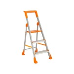 ALIJA 3 Step Aluminum Ladder | Foldable | Anti-Slip Steps | Safety Handrail | Heavy-Duty Home Ladder