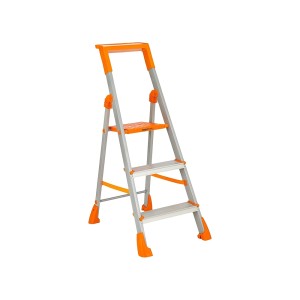 ALIJA 3 Step Aluminum Ladder | Foldable | Anti-Slip Steps | Safety Handrail | Heavy-Duty Home Ladder