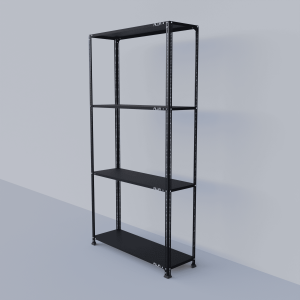 Slotted Angle Metal Rack Black (87" H X 47" L X 15" D) with 4 shelves