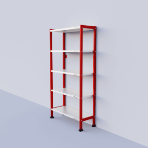 ALIJA Trakehner 5-Tier Metal Storage Rack, Blue and White, Multipurpose Shelving Unit for Home, Office, Shop (Red-Ivory, 60" H x 30" L x 12" D, 5)