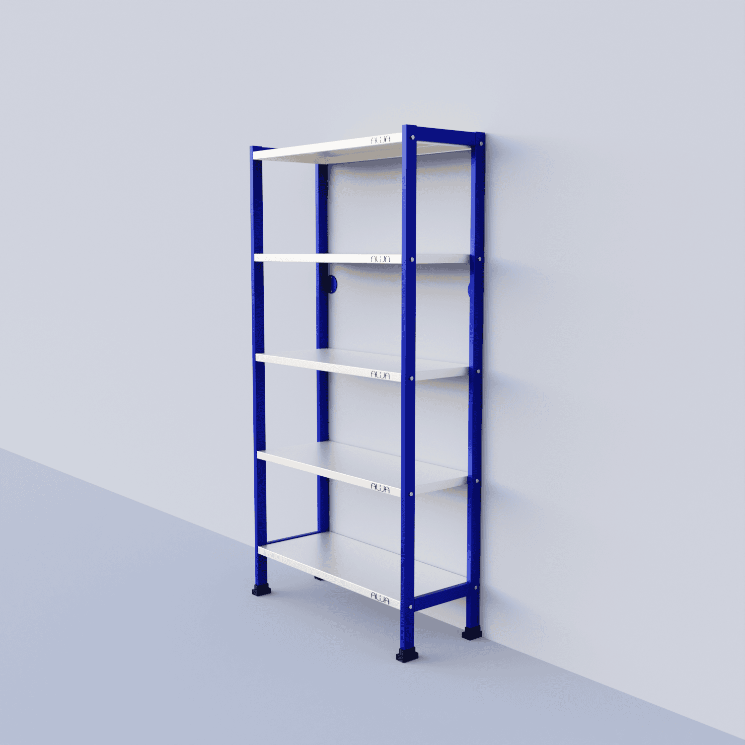 5-Tier Metal Storage Rack, Blue and White, Multipurpose Shelving Unit ...